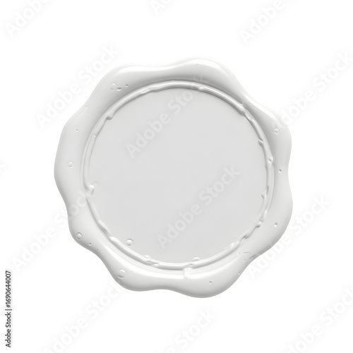 3D White wax seal isolated on white, blank White wax seal