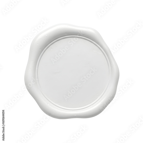 3D White wax seal isolated on white, blank White wax seal