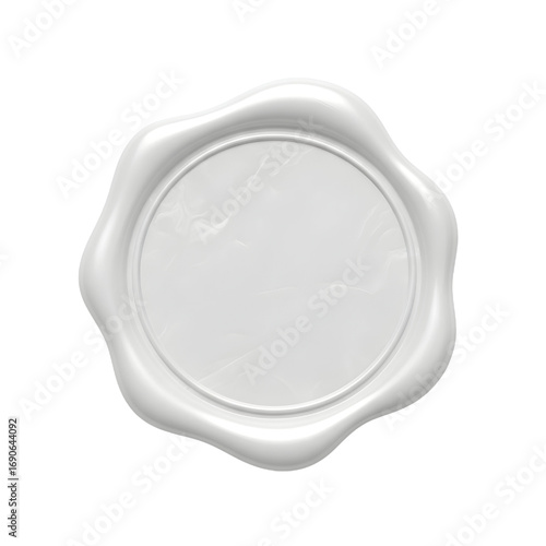 3D White wax seal isolated on white, blank White wax seal