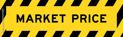 Yellow and black color with line striped label banner with word market price