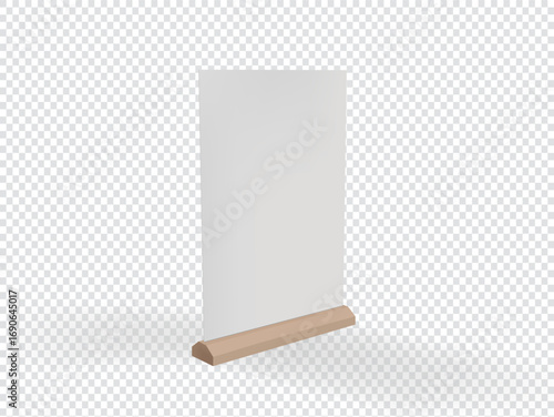 Menu isolated mockup. Menu stand, food advertising, empty tabletop menu tent without background. Mock up table tent card mockup template, menu frame on table. 3D rendering, illustrations, vector