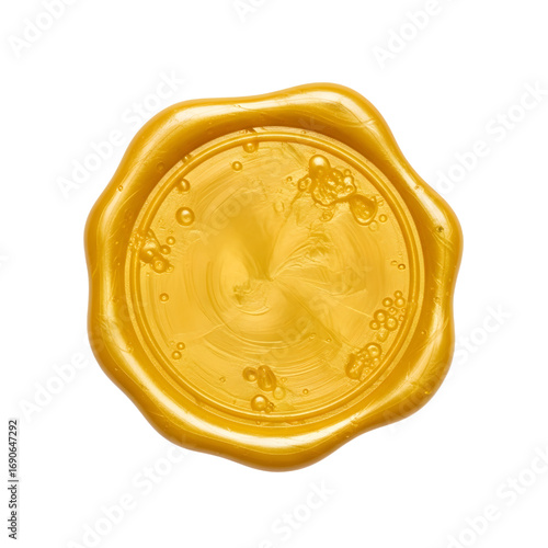 3D Yellow wax seal isolated on white