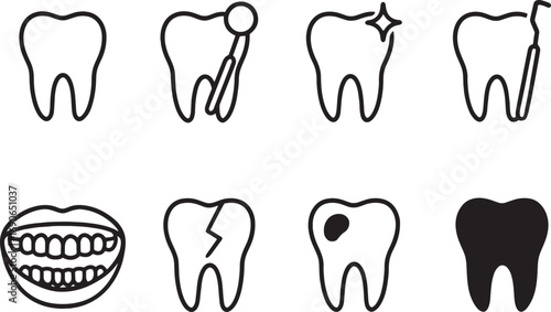 Set of Dental linear icons