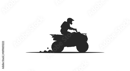 a person riding an atv silhouette on white background