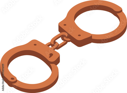 isometric of Handcuffs isolated on white background