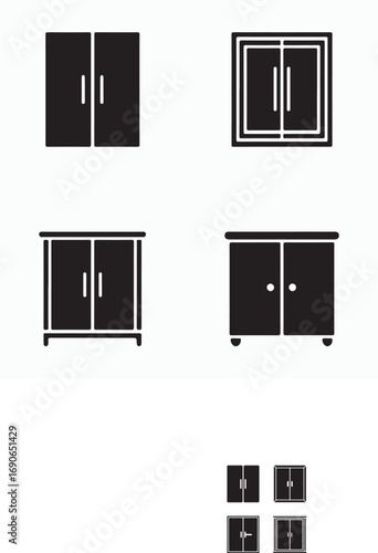 Wall cabinet glyph icons set household storage