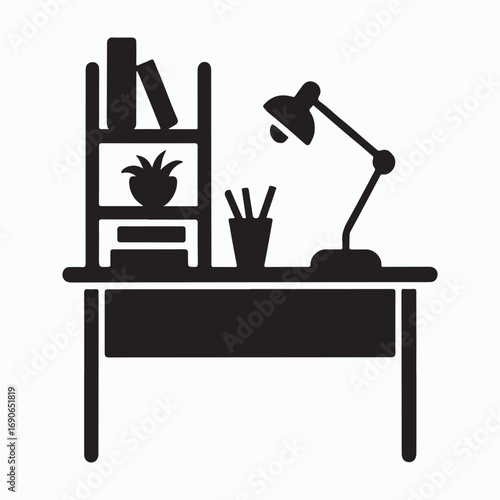 Study desk with shelves solid icon office furniture