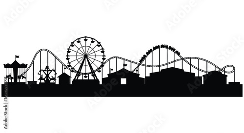 amusement park silhouette featuring roller coaster ferris wheel attractions