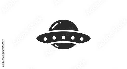 a simple black silhouette of an alien spaceship icon