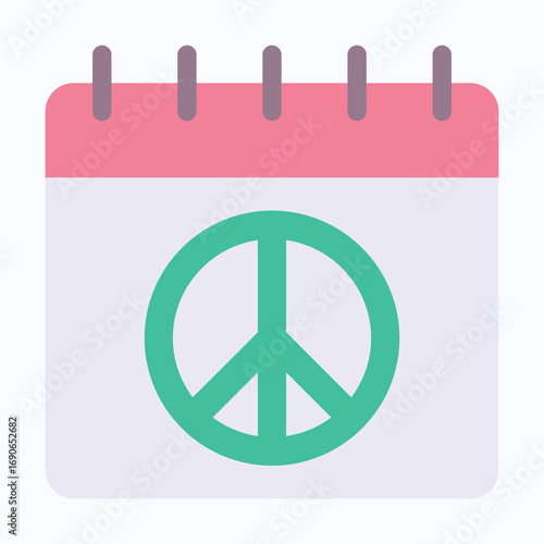 Peace Calendar Isolated Vector Flat Icon