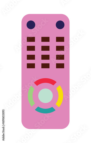 Modern Colorful TV Remote Control Vector Icon
