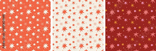 Christmas seamless red patterns with stars