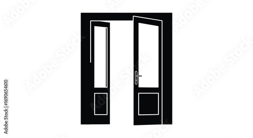 a simple black door with glass panels slightly open