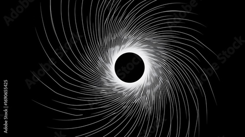 Swirling White Lines Forming a Black Hole