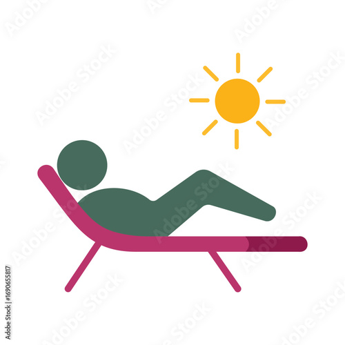 Person Sunbathing on Lounge Chair - Summer Relaxation Icon