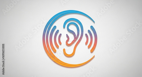 Hearing aid vector graphic for audiology clinic or hearing loss awareness and sound waves illustration design