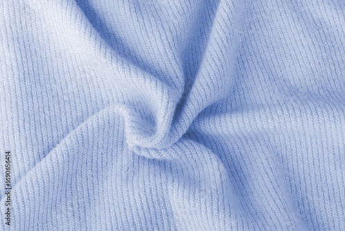 Knitted cashmere blue fabric texture with large fold