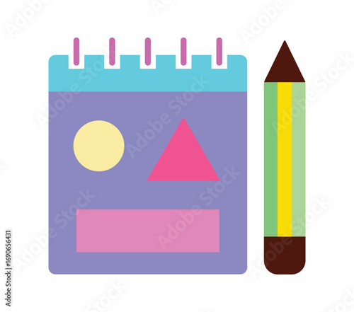 Modern Sketchpad and Pencil Vector Icon for Drawing and Design