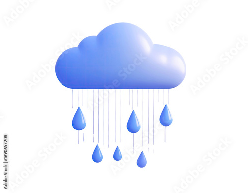 3D stylized cloud with rain drops