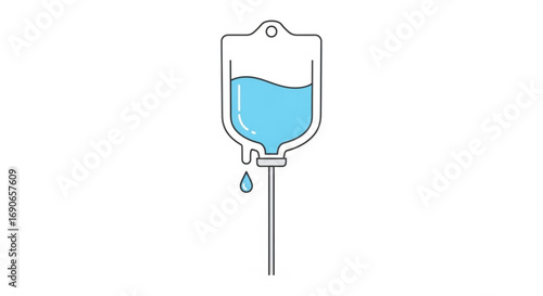 Iv drip vector illustration for medical treatment and intravenous therapy concept with fluid bag and drop line