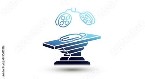 Operating room surgical table vector illustration for medical procedure and healthcare equipment graphic design