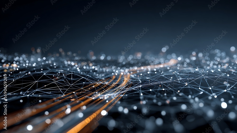 Obraz premium Futuristic Digital Network and Data Connections