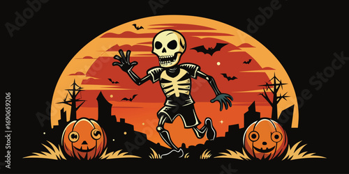Black t shirt design with a spooky halloween graphic