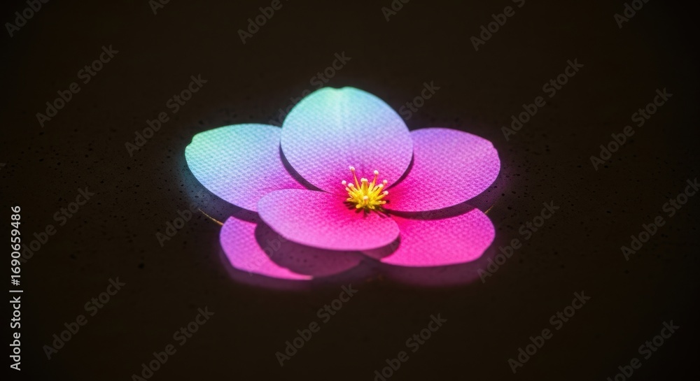 Obraz premium Glowing multicolor flower on dark surface with light effects