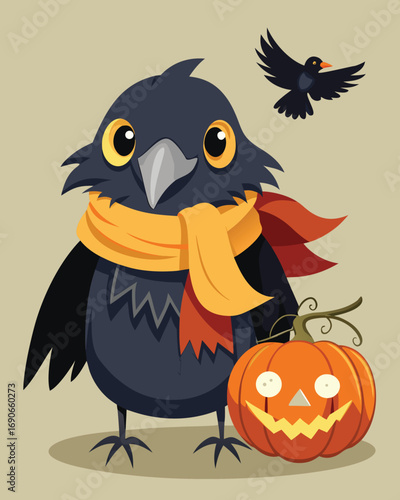Charming illustration of a fluffy black subject with vibrant color accents