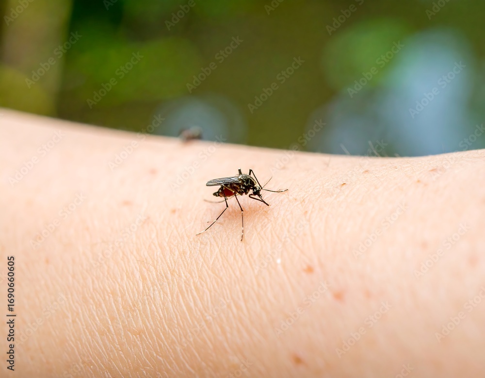 Obraz premium Mosquito on human skin (1)