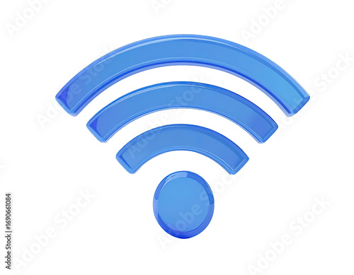 3-bar blue wifi icon, glossy effect