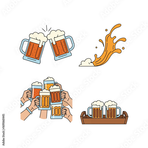 Cheers to cold beer festive toasts and refreshing drinks celebration vector