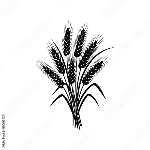 Bunch of ripe wheat ears harvested grain food agriculture symbol illustration vector