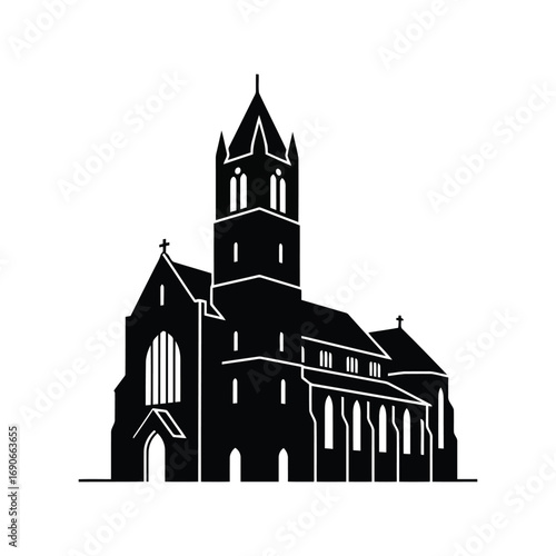 Gothic church silhouette building landmark architecture religious structure vector vector