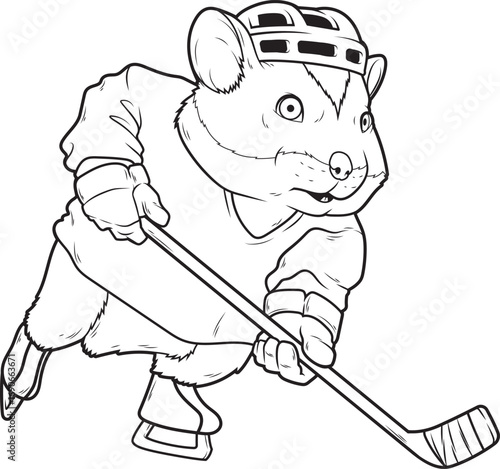 Hamster Field hockey Field hockey stick Animal Vecto Graphic Art Illustration