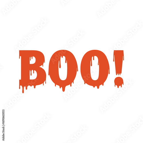 Spooky boo word art halloween orange dripping letters graphic design isolated vector