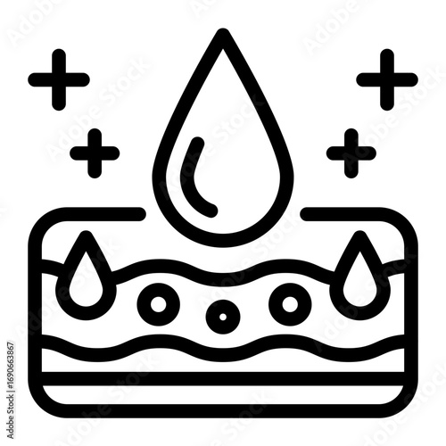 This Moisture skin icon is suitable for use in Skincare, Dermatology, and related fields.