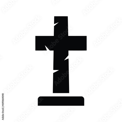 Distressed christian cross symbol silhouette memorial grief religious symbol art vector