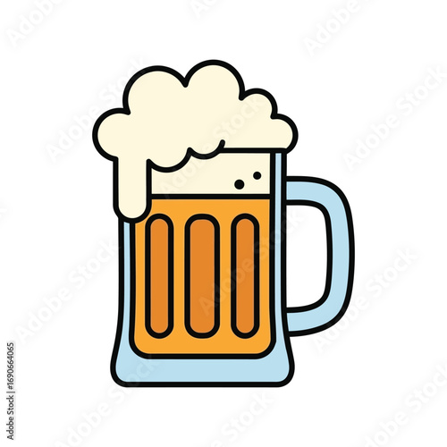 Refreshing frothy beer mug illustration alcohol beverage celebration icon vector