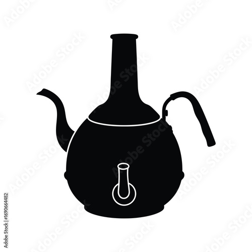 Silhouette of a traditional turkish samovar for hot beverage preparation and serving vector