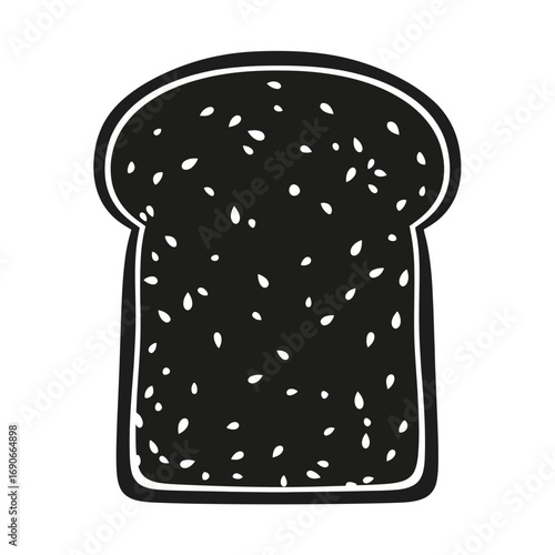 Black and white slice of bread with seeds