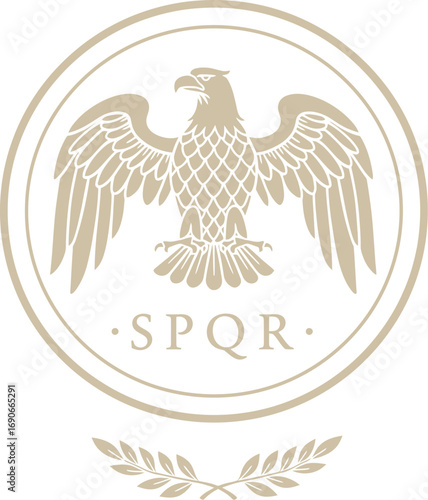 Imperial Roman Eagle Crest with SPQR Banner