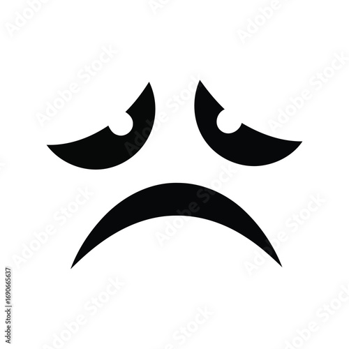 Sad face emoji expressing unhappiness and disappointment simple graphic icon vector