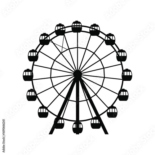Vector ferris wheel icon minimalist line art amusement park ride symbol vector
