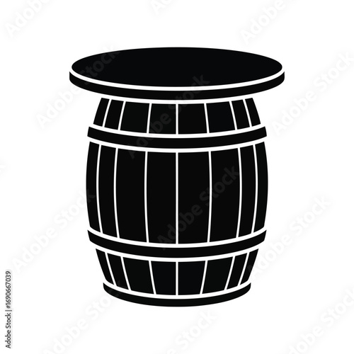 Vintage wooden barrel icon silhouette for rustic storage beverage or fermentation vector