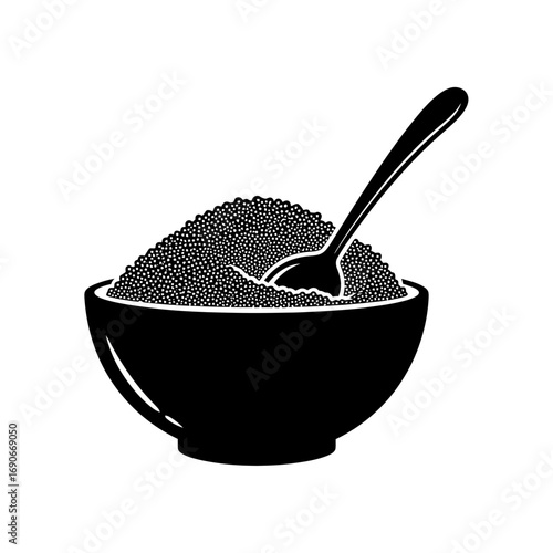 Bowl of caviar with spoon icon