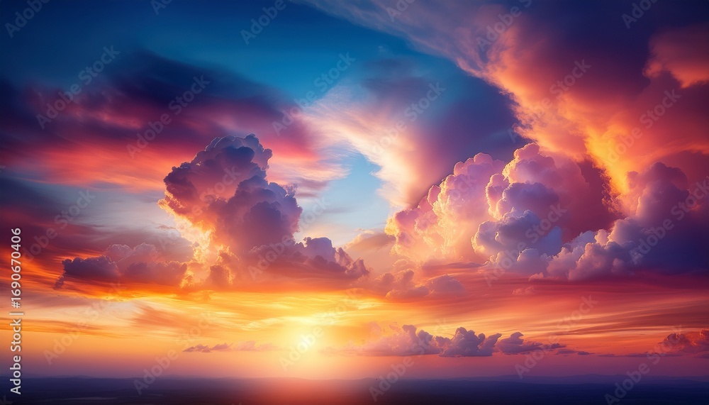 Fototapeta premium dreamy sunset with abstract clouds and vibrant sky colors