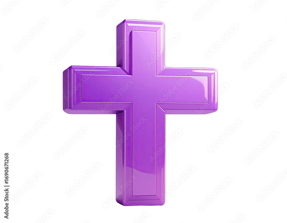 Obraz premium 3D rendered, vibrant purple Christian cross