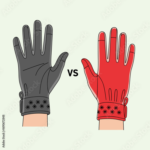 Choosing between two different pairs of stylish winter gloves for cold weather protection and fashionable outdoor wear