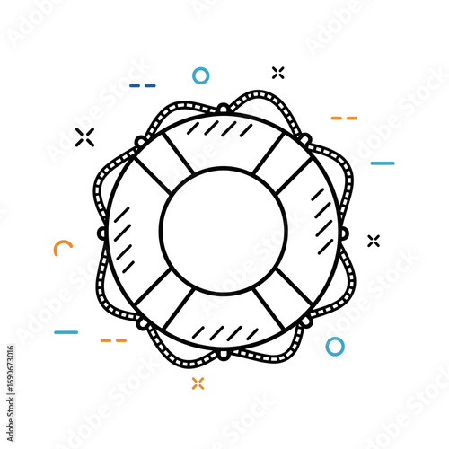 A lifesaver buoy floating gracefully on the water representing safety and rescue operations